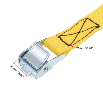 Harfington Uxcell 3Meters x 25mm Lashing Strap Cargo Tie Down Straps w Cam Lock Buckle 250Kg Work Load, Yellow, 4Pcs