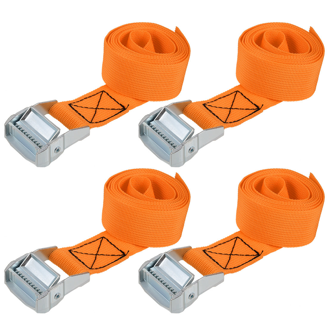 uxcell Uxcell Lashing Strap 1.5" x 5' Cargo Tie Down Straps with Cam Lock Buckle Up to 1100lbs Orange 4Pcs