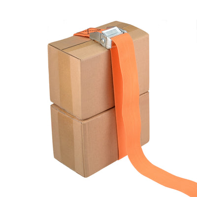 Harfington Uxcell Lashing Strap 1.5" x 20' Cargo Tie Down Straps with Cam Lock Buckle Up to 1100lbs Orange 4Pcs