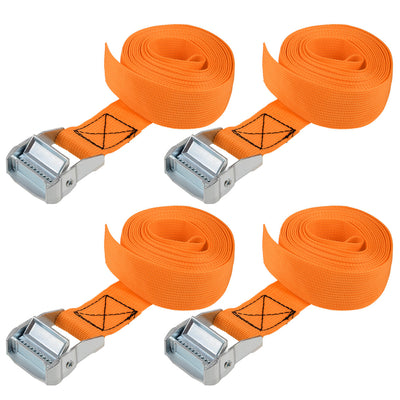 Harfington Uxcell Lashing Strap 1.5" x 20' Cargo Tie Down Straps with Cam Lock Buckle Up to 1100lbs Orange 4Pcs