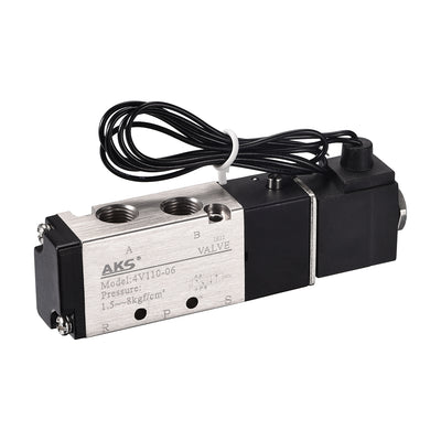 Harfington Uxcell 4V110-06 Pneumatic Electrical Control Solenoid Valve DC 24V 5 Way 2 Position 1/8" PT Internally Single Piloted Acting Type