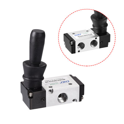 Harfington Uxcell Manual Hand Pull Solenoid Valve 2 Position 3 Way Pneumatic 1/4" PT Air Hand Lever Operated Valve with 6mm OD Connect Fitting Exhaust Muffler