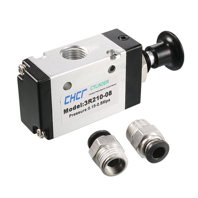 Harfington Uxcell Manual Hand Pull Push Solenoid Valve 2 Position 3 Way Pneumatic 1/4" PT Thread Air Hand Lever Operated Valve with 6mm OD Connect Fitting
