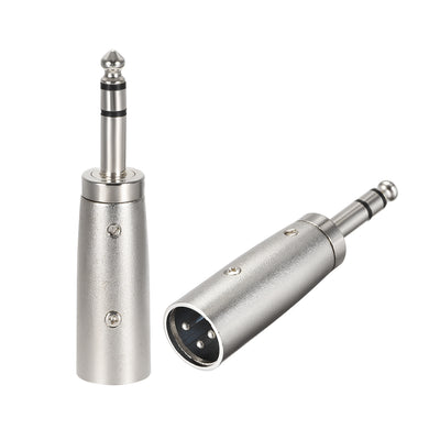 Harfington Uxcell XLR Male to 1/4" Male TRS Adapter,Gender Changer - XLR-M to 6.35mm Balanced Coupler Adapters,Balanced Plug In Audio Connector,Mic Male Plug 2pcs