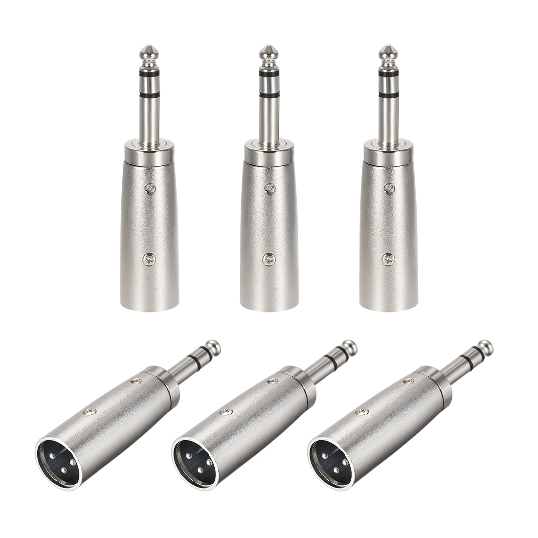 uxcell Uxcell XLR Male to 1/4" Male TRS Adapter,Gender Changer - XLR-M to 6.35mm Balanced Coupler Adapters,Balanced Plug In Audio Connector,Mic Male Plug 6pcs