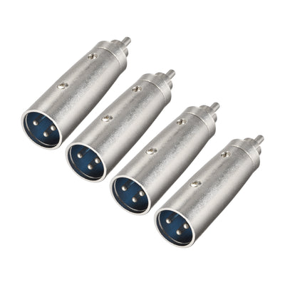 Harfington Uxcell XLR Male to RCA Male Adapter,Gender Changer - 3 Pin XLR-M to RCA-M Converter,Microphones Plug-In Audio Adapter Connector,Mic Male Plug,4pcs