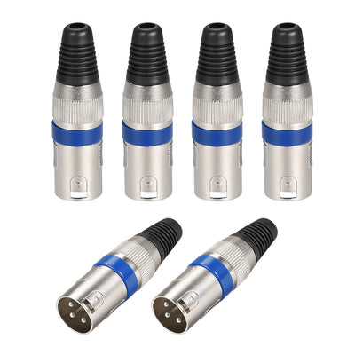 Harfington Uxcell 6pcs 3-Pin XLR Male Connector,Microphone Mic Cable Plug Connector,Mic Audio Socket,Silver Tone