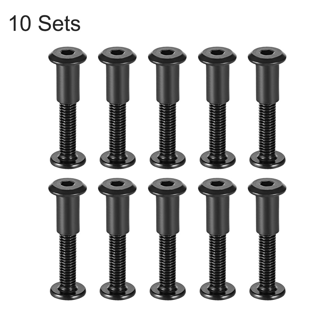 uxcell Uxcell Screw Post Male M6x35mm Binding Bolts Carbon Steel Black 10 Sets