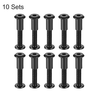 Harfington Uxcell Screw Post Male M6x35mm Binding Bolts Carbon Steel Black 10 Sets