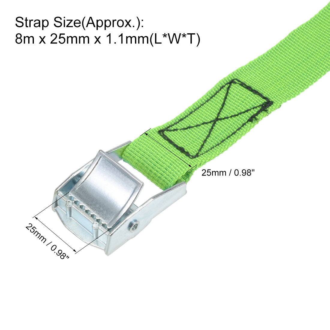 uxcell Uxcell Lashing Strap 1" x 26' Cargo Tie Down Straps with Cam Lock Buckle Up to 551lbs Green 2pcs