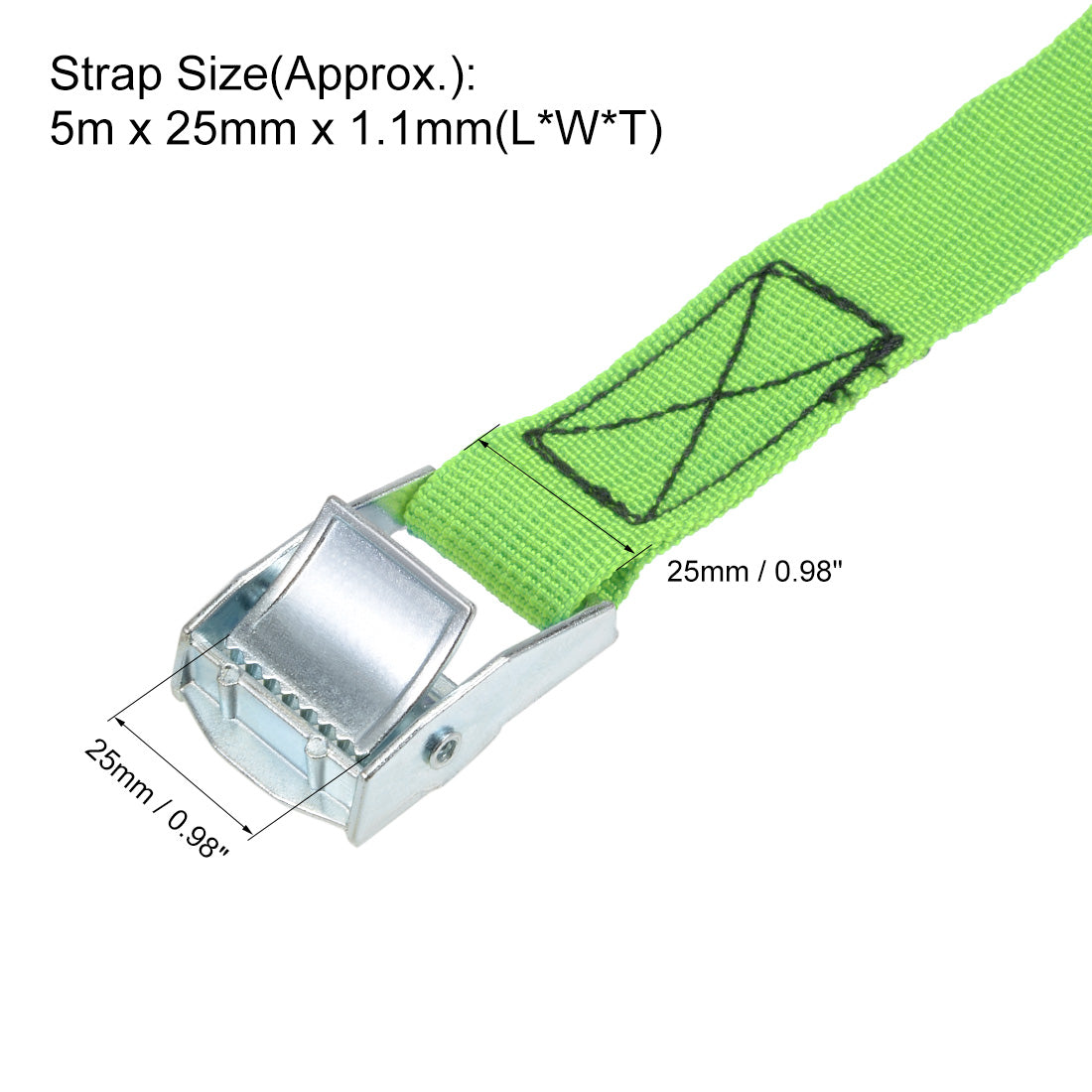 uxcell Uxcell Lashing Strap 1" x 16' Cargo Tie Down Straps with Cam Lock Buckle Up to 551lbs Green 2pcs