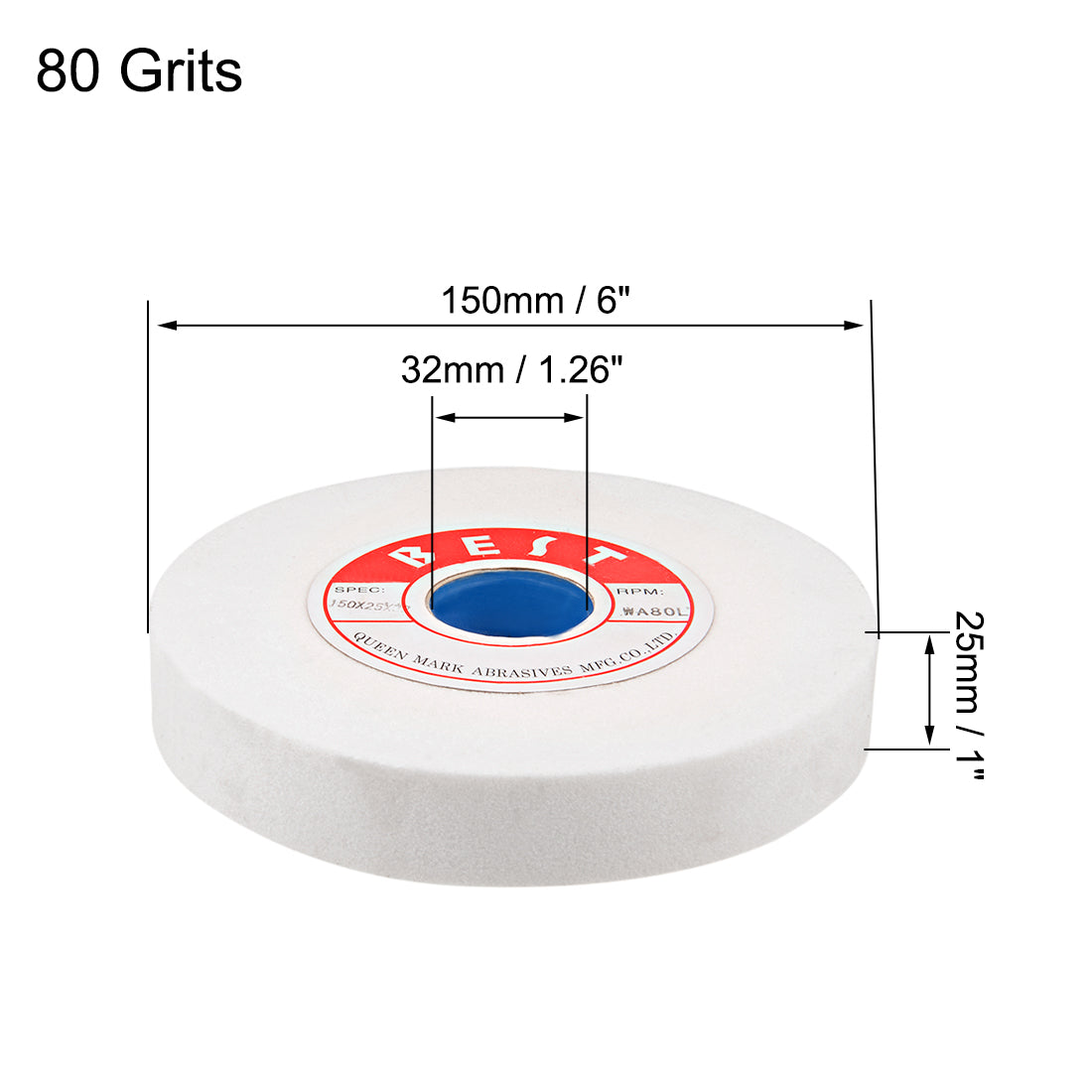 Uxcell Uxcell 6-Inch Bench Grinding Wheels White Aluminum Oxide WA 80 Grit for Surface Grinding
