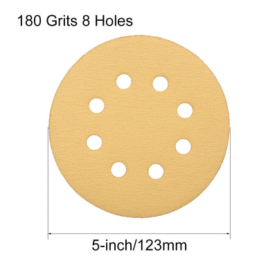 Harfington Uxcell 5-inch Sanding Discs, 100-Grits 8-Holes Hook and Loop Wet Dry Flocking Sandpaper Sander Sand Paper for Random Orbital Sander 5pcs