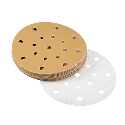 Harfington Uxcell 6-inch Sanding Discs, 400-Grits 17-Holes Hook and Loop Wet Dry Flocking Sandpaper Sander Sand Paper for Random Orbital Sander 15pcs