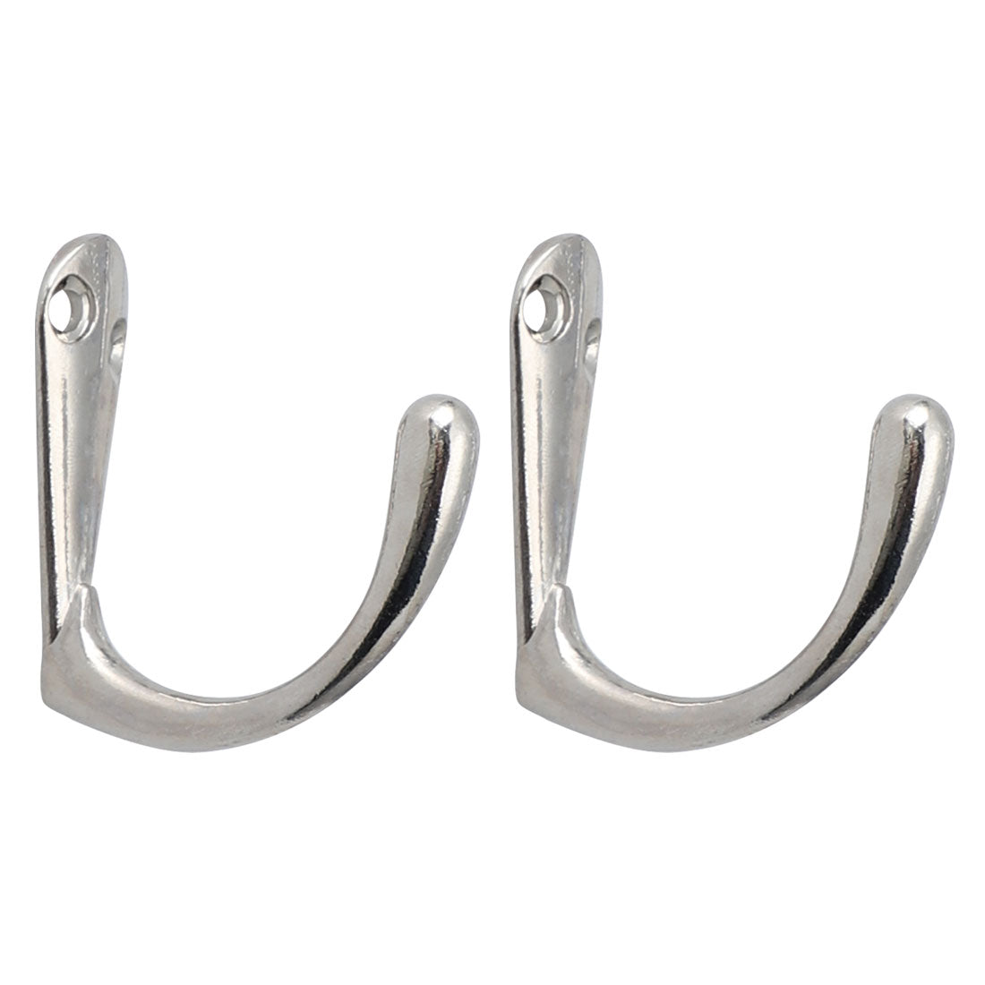 uxcell Uxcell 2pcs Robe Hooks Zinc Alloy Hook Bag Bathroom DIY Hanger w Screws, Silver Tone