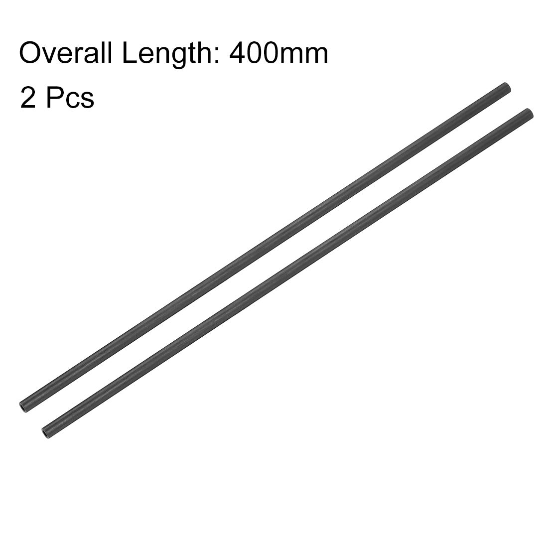 uxcell Uxcell Carbon Fiber Round Tube 4mm x 3mm x 400mm Carbon Fiber Wing Pultrusion Tubing for RC Airplane Quadcopter 2 Pcs
