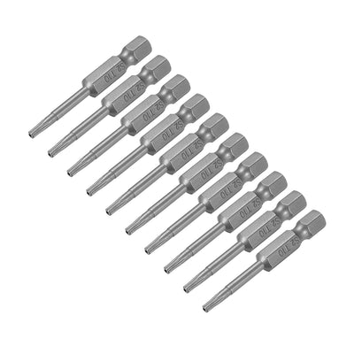Harfington Uxcell 50mm Long 1/4inch Hex Shank T10 Torx Security Star Screwdriver Bits S2 High Alloy Steel 10pcs