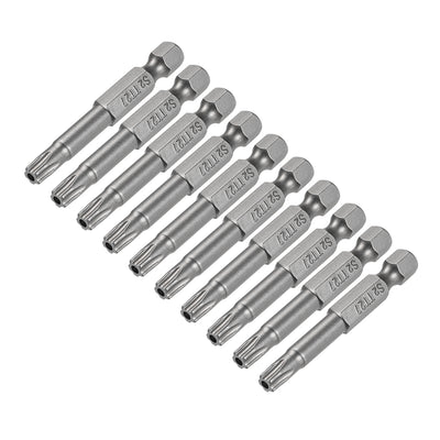 Harfington Uxcell 50mm Long 1/4inch Hex Shank T27 Torx Security Star Screwdriver Bits S2 High Alloy Steel 10pcs