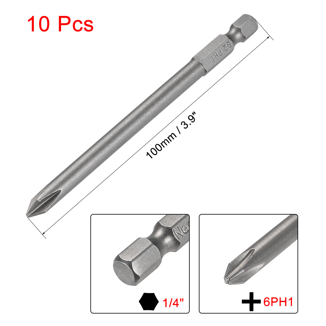 uxcell Uxcell Magnetic Phillips Screwdriver Bits Hex Shank S2 Power Tool