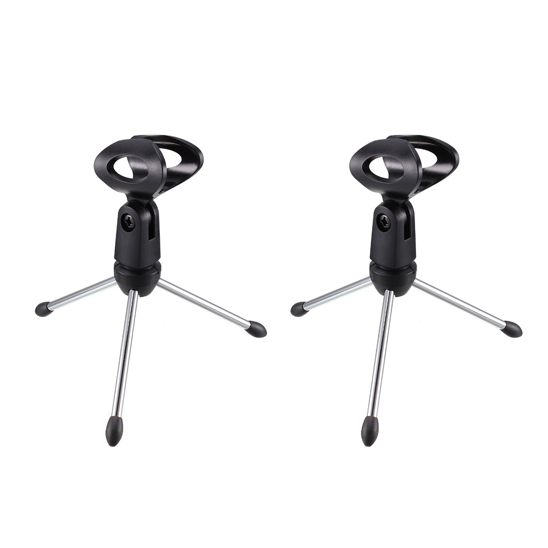 uxcell Uxcell 2pcs Adjustable Desktop Microphone Stand Tripod Foldable Table Stand Holder with Mic Clip