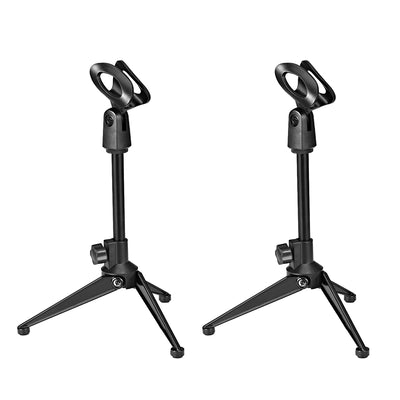 Harfington Uxcell 2pcs Adjustable Desktop Microphone Stand Tripod Foldable Tabletop Stand Holder with Mic Clip