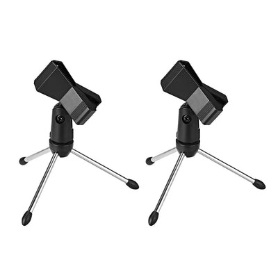 Harfington Uxcell 2pcs Universal Adjustable Desktop Microphone Stand Tripod Tabletop Stand Holder with Mic Clip