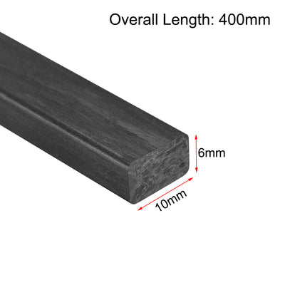 Harfington Uxcell Carbon Fiber Strip Bars 6x10mm 400mm Length Pultruded Carbon Fiber Strips for Kites, RC Airplane 1 Pcs