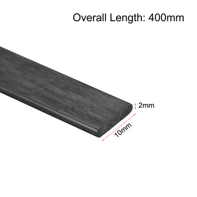 Harfington Uxcell Carbon Fiber Strip Bars 2x10mm 400mm Length Pultruded Carbon Fiber Strips for Kites, RC Airplane 1 Pcs