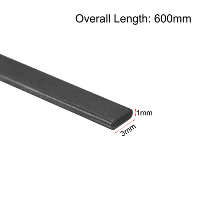 Harfington Uxcell Carbon Fiber Strip Bars 1x3mm 600mm Length Pultruded Carbon Fiber Strips for Kites, RC Airplane 2 Pcs