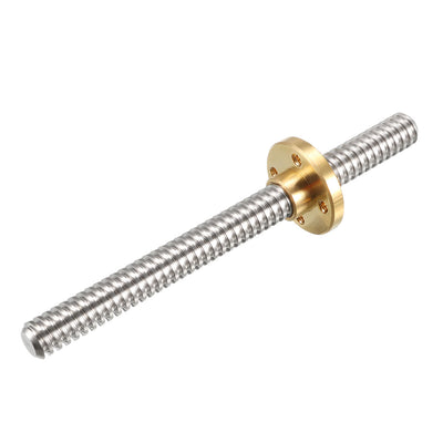 Harfington Uxcell 100mm T8 Pitch 2mm Lead 4mm Lead Screw Rod with Copper Nut for 3D Printer