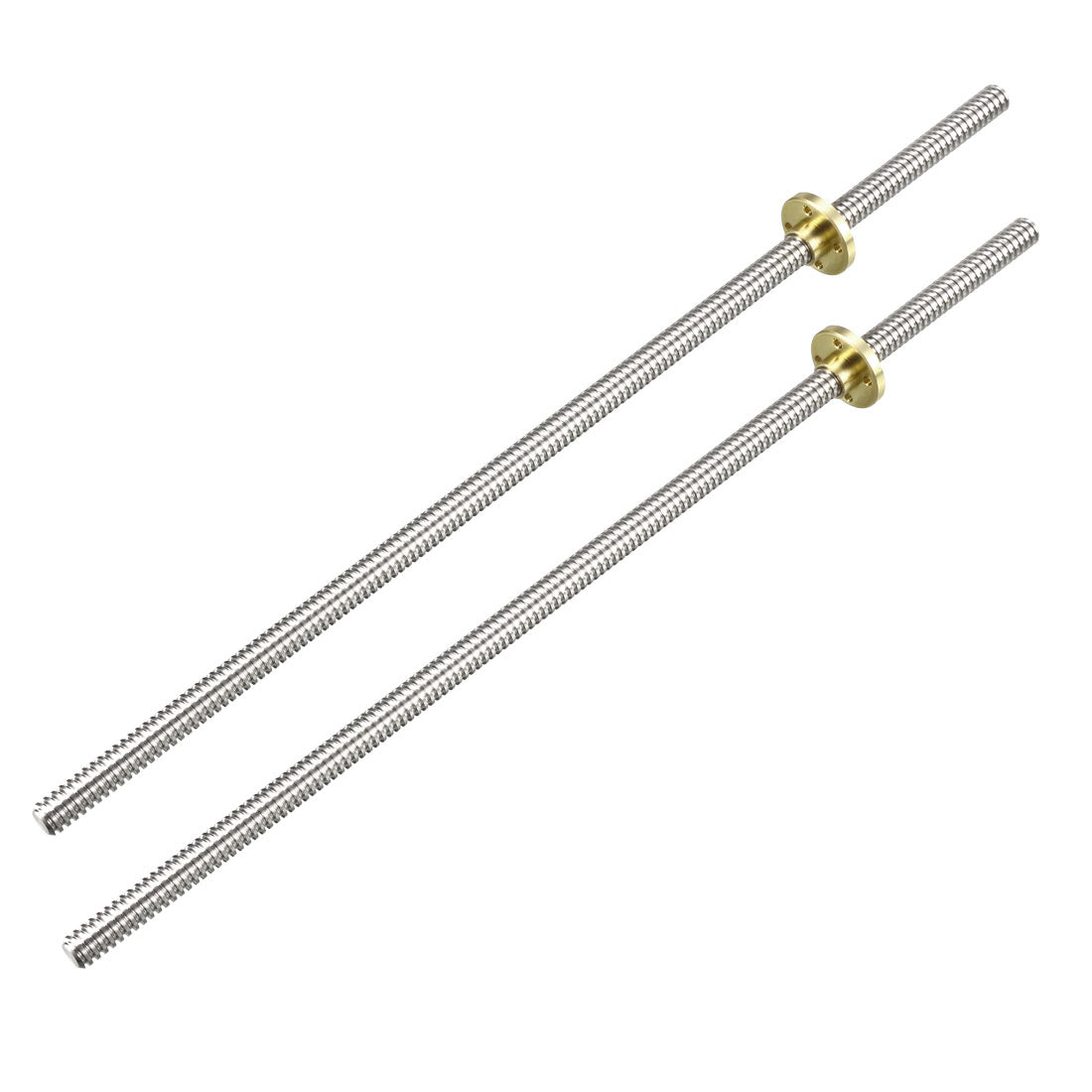 uxcell Uxcell 2PCS 300mm T8 Pitch 2mm Lead 2mm Lead Screw Rod with Copper Nut for 3D Printer