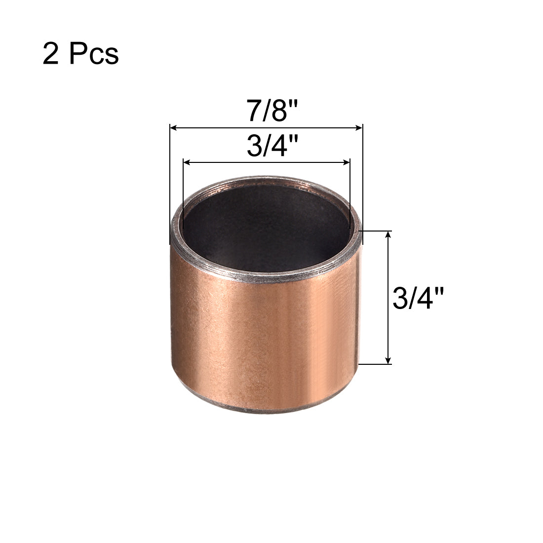 uxcell Uxcell Sleeve (Plain) Bearings 3/4" Bore 7/8" OD 3/4" L Wrapped Oilless Bushings 2pcs