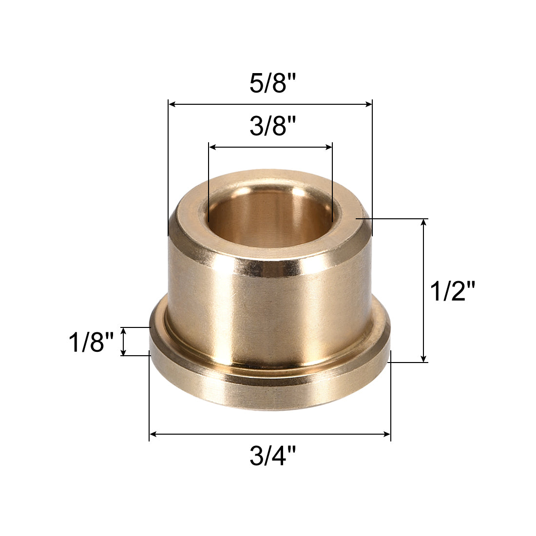 uxcell Uxcell Flange Bearing Sleeve, 3/8" x 5/8" x 1/2" Sintered Bronze Bushings
