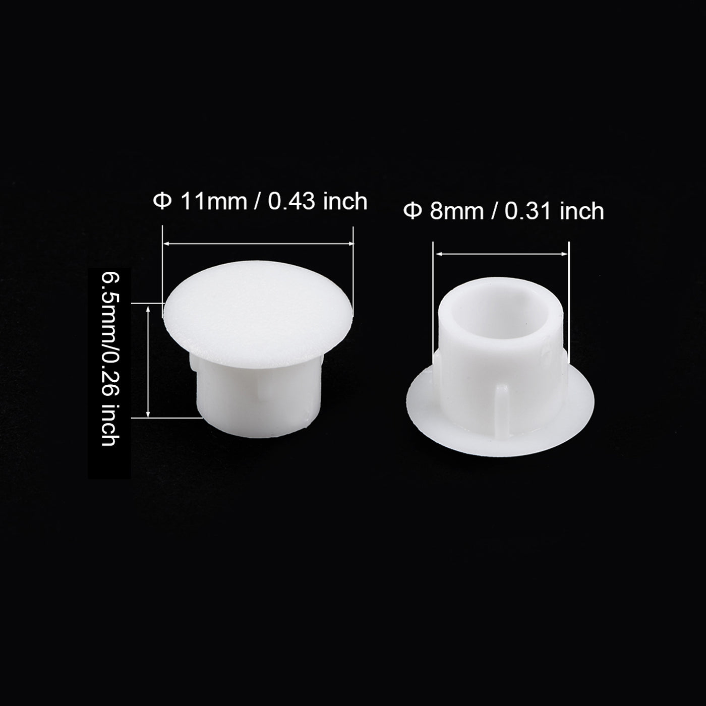 uxcell Uxcell Screw Cap Cover,100Pcs 8mm Dia White Plastic Locking Hole Plug Button Top Flush Type for Cabinet Cupboard Shelf