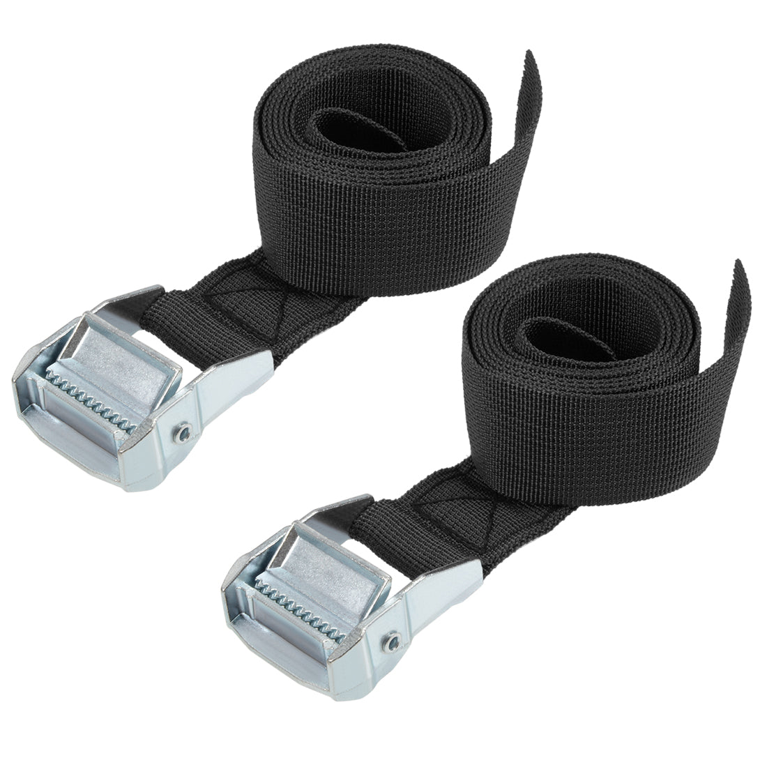 uxcell Uxcell 1.5Mx38mm Lashing Strap Cargo Tie Down Straps w Cam Lock Buckle 500Kg Work Load, Black, 2Pcs