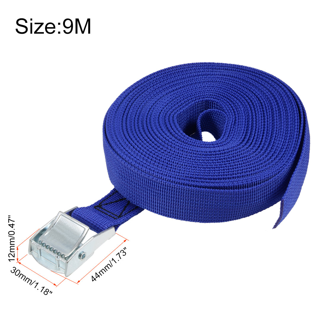 uxcell Uxcell 9M x 25mm Lashing Strap Cargo Tie Down Straps w Cam Lock Buckle 250Kg Work Load, Blue, 2Pcs