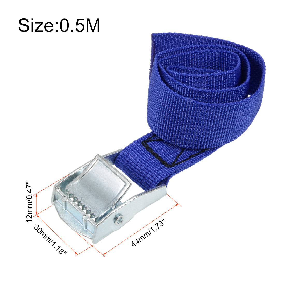 uxcell Uxcell 0.5M x 25mm Lashing Strap Cargo Tie Down Straps w Cam Lock Buckle 250Kg Work Load, Blue, 4Pcs