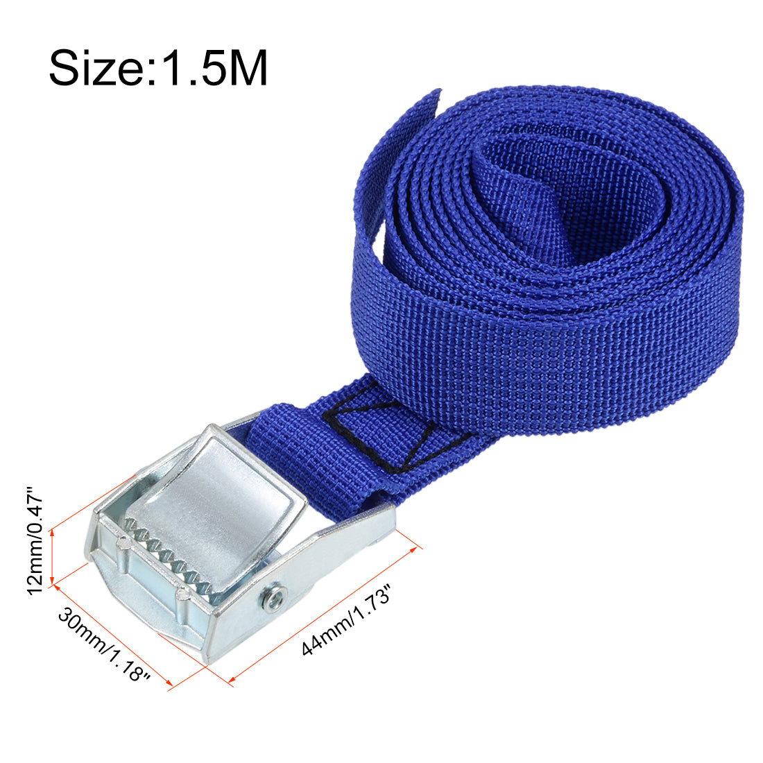 uxcell Uxcell 1.5M x 25mm Lashing Strap Cargo Tie Down Straps w Cam Lock Buckle 250Kg Work Load, Blue, 4Pcs