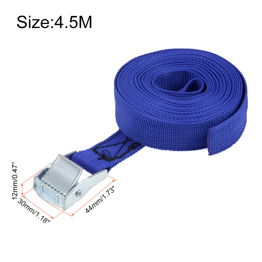 uxcell Uxcell 4M x 25mm Lashing Strap Cargo Tie Down Straps w Cam Lock Buckle 250Kg Work Load, Blue, 2Pcs