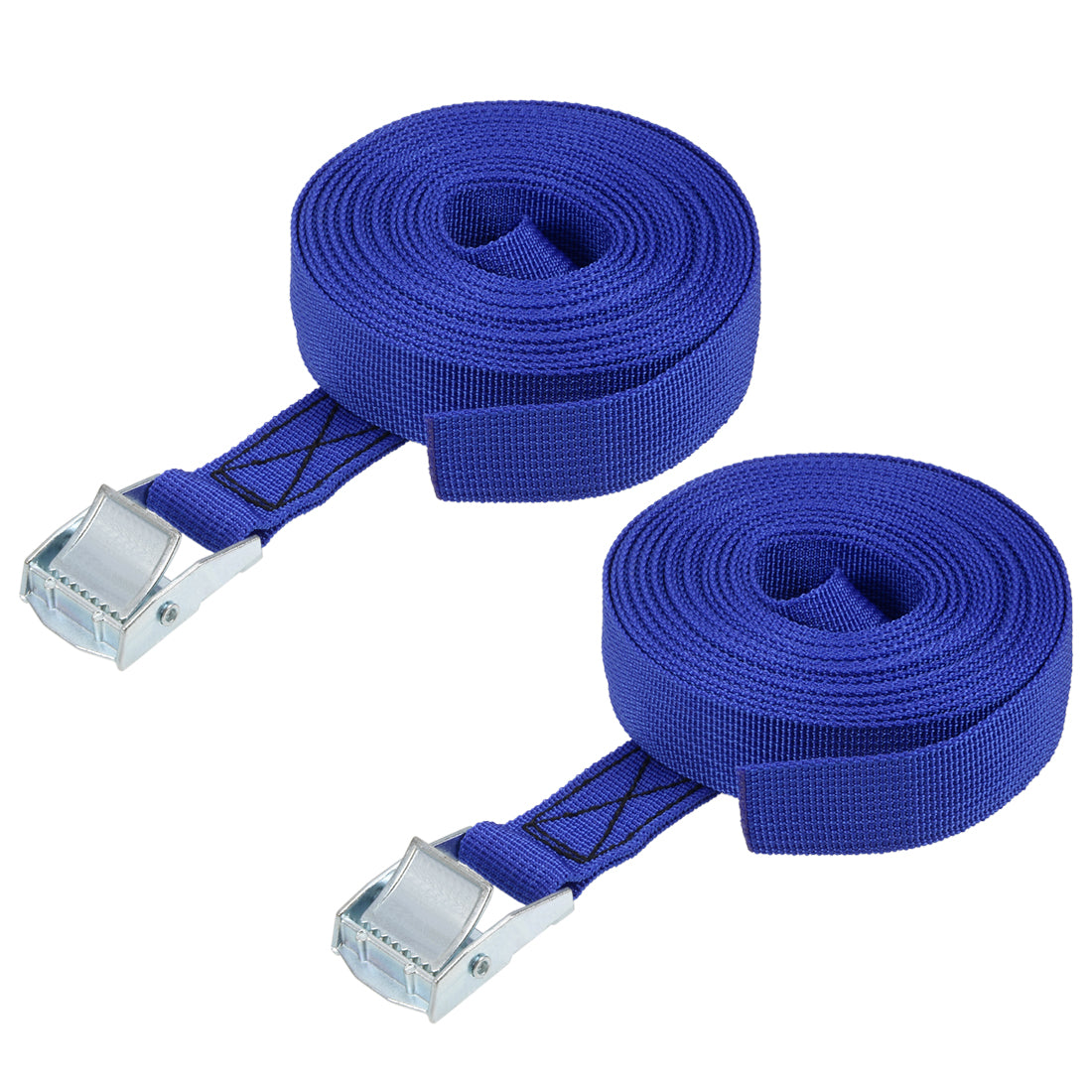 uxcell Uxcell 5.5M x 25mm Lashing Strap Cargo Tie Down Straps w Cam Lock Buckle 250Kg Work Load, Blue, 2Pcs