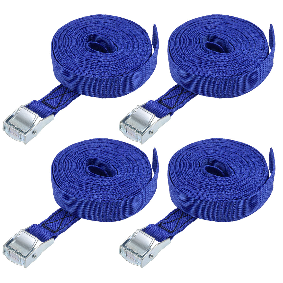 uxcell Uxcell 6M x 25mm Lashing Strap Cargo Tie Down Straps w Cam Lock Buckle 250Kg Work Load, Blue, 4Pcs
