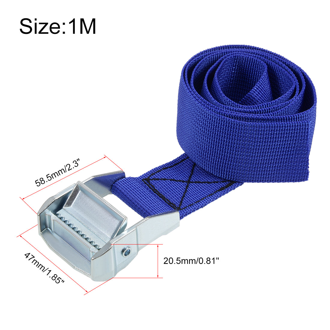 uxcell Uxcell 1Mx38mm Lashing Strap Cargo Tie Down Straps w Cam Lock Buckle 500Kg Work Load, Blue, 4Pcs