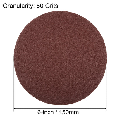 Harfington Uxcell 6-inch 80-Grits PSA Sanding Disc, Adhesive-Backed Sanding Sheets Aluminum Oxide Sandpaper for Random Orbital Sander 5pcs