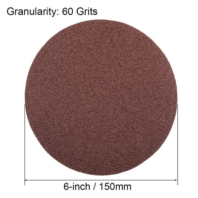 Harfington Uxcell 6-inch 60-Grits PSA Sanding Disc, Adhesive-Backed Sanding Sheets Aluminum Oxide Sandpaper for Random Orbital Sander 10pcs
