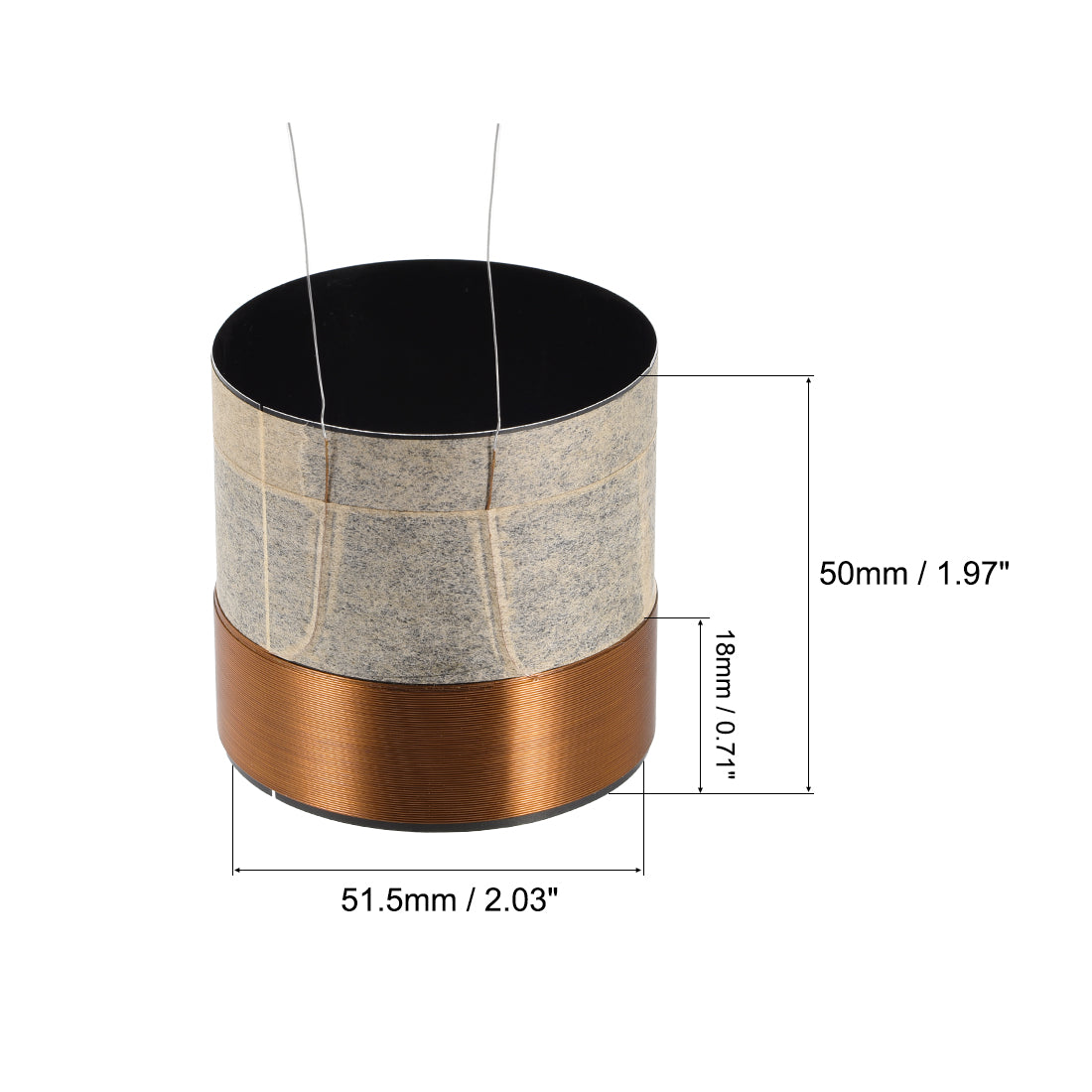 uxcell Uxcell 51.5mm 2" Woofer Voice Coil 2 Layers Round Copper Wire for Bass Speaker Repair