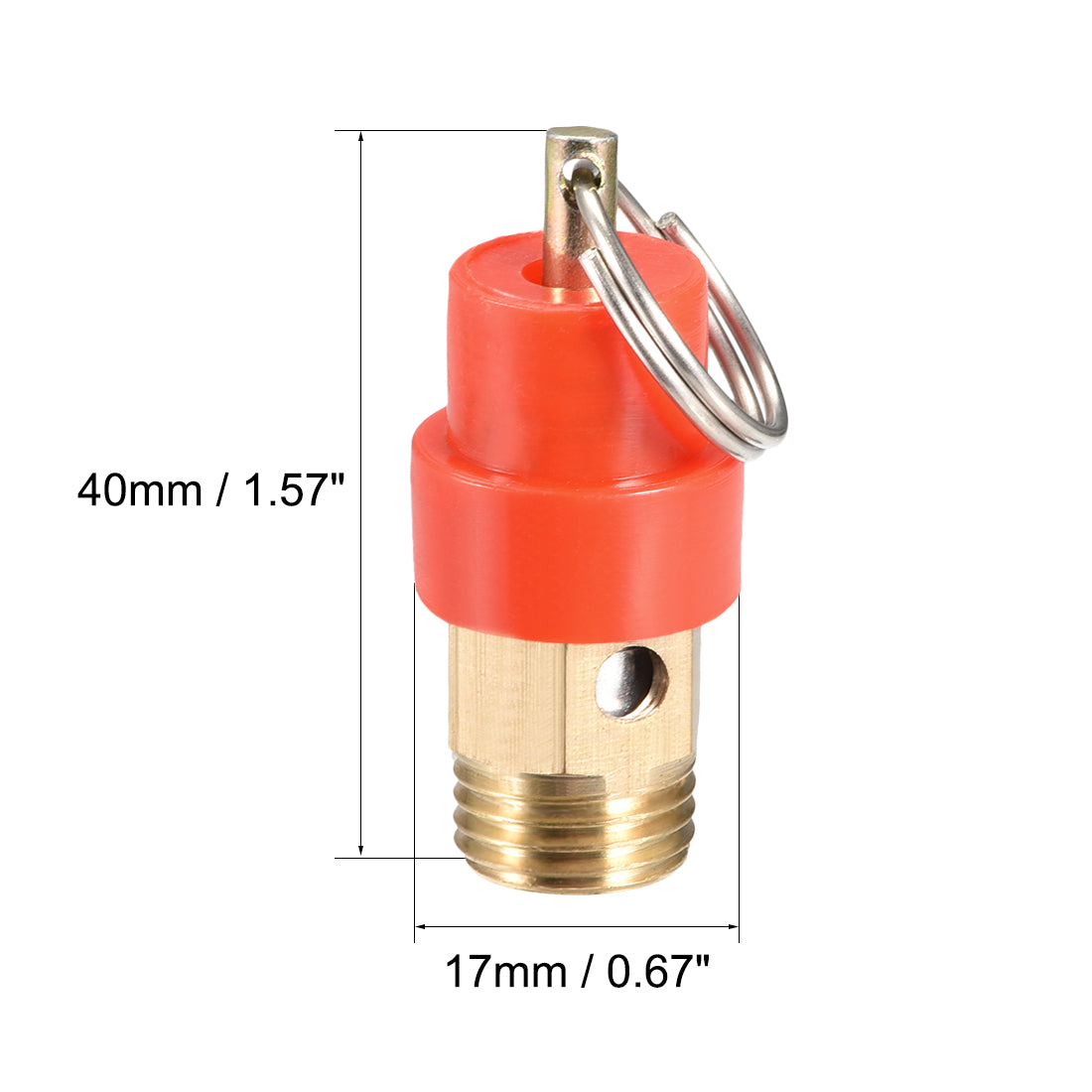 uxcell Uxcell Air Compressor Pressure Relief Valve Release G 1/4 Male Threaded 115 PSI Set Pressure Red Hat