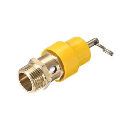 Harfington Uxcell Air Compressor Pressure Relief Valve Release G 3/8 Male Threaded 115 PSI Set Pressure Yellow Hat
