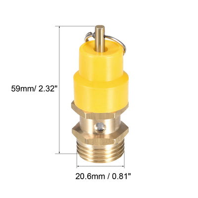 Harfington Uxcell Air Compressor Pressure Relief Valve Release G 1/2 Male Threaded 115 PSI Set Pressure Yellow Hat