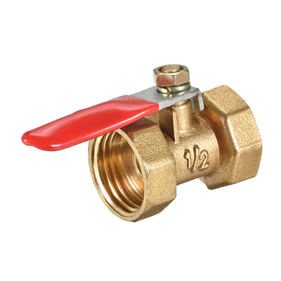 Harfington Uxcell Brass Air Ball Valve Shut Off Switch G1/2 Female to Female Pipe Coupler