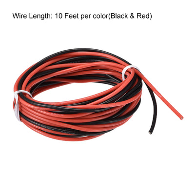 Harfington Uxcell Silicone Wire 20 AWG Electric Wire Stranded Copper Wire 10 ft Black & Red